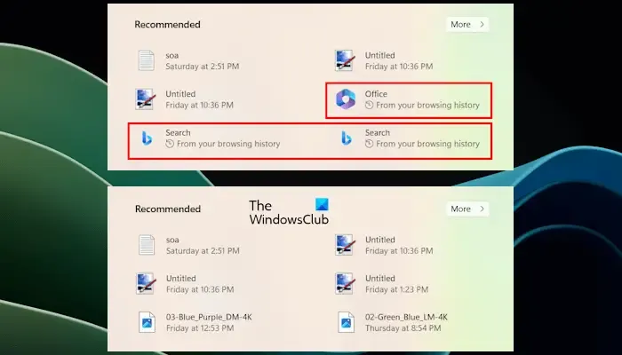 Desactivar recomendaciones de sitios web Windows