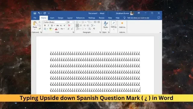 Come digitare il punto interrogativo spagnolo capovolto (¿) in Word?