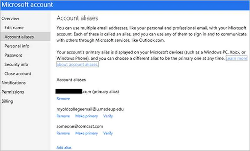 Gebruik een alternatief aliasformulier op Microsoft
