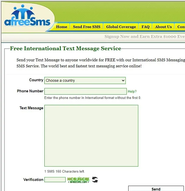 Senden einer Textnachricht mit einer kostenlosen SMS.