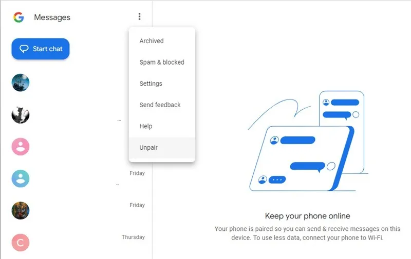 Senden Sie Textnachrichten auf Ihrem PC mit Messages by Google.