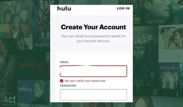 수정: 지금 이메일을 확인할 수 없습니다. Hulu 오류