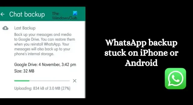 Backup do WhatsApp travado no iPhone ou Android