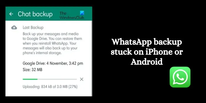 Backup do WhatsApp travado no iPhone ou Android