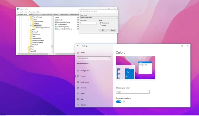 Transparantie in- of uitschakelen op Windows 10