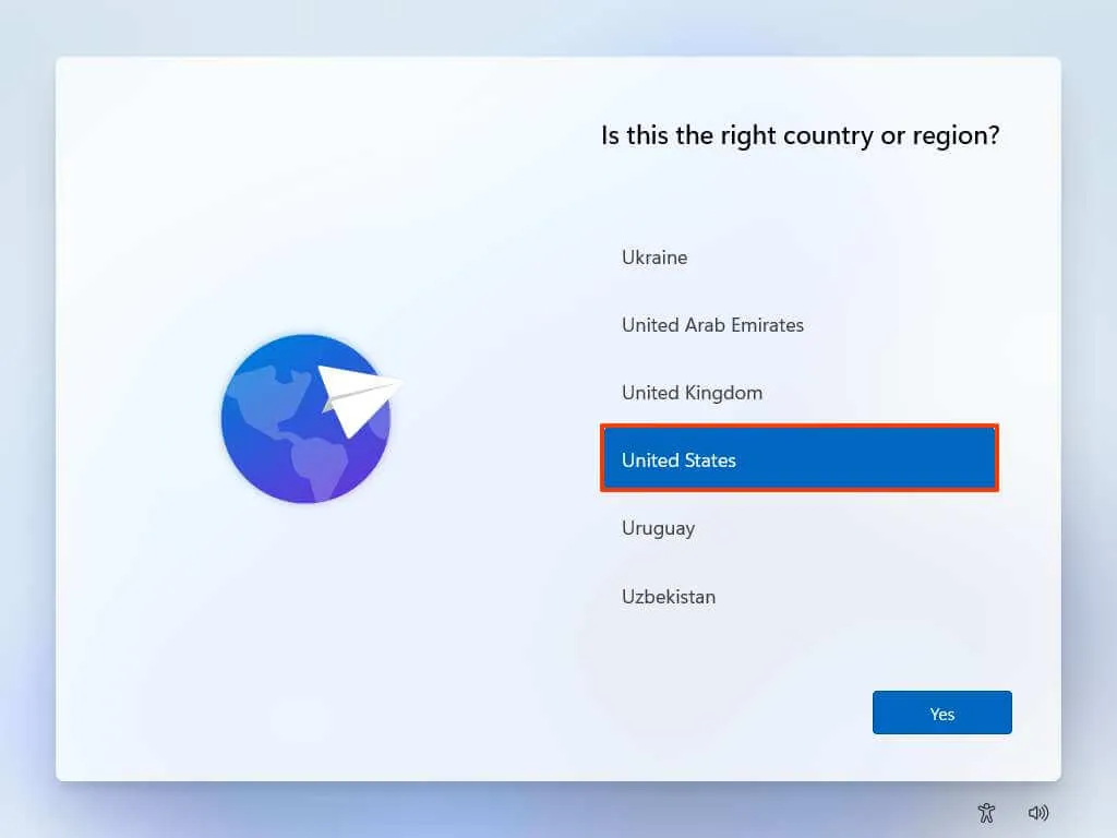 Windows 11 OOBE-regio