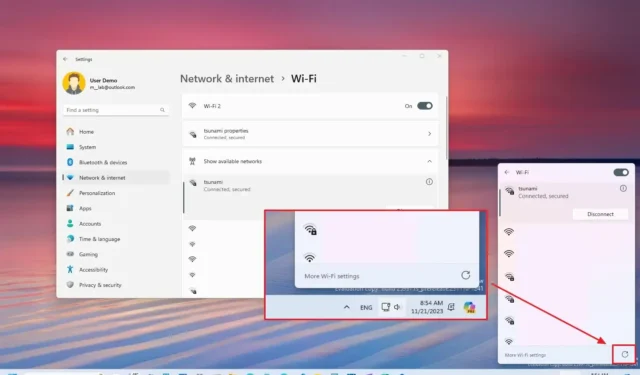 Windows 11 obtiene una nueva opción para actualizar la lista de redes Wi-Fi