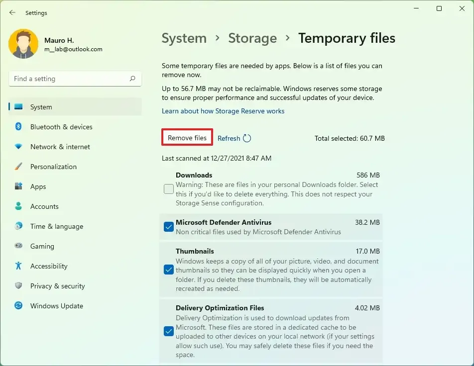 Entfernen Sie temporäre Dateien von Windows 11