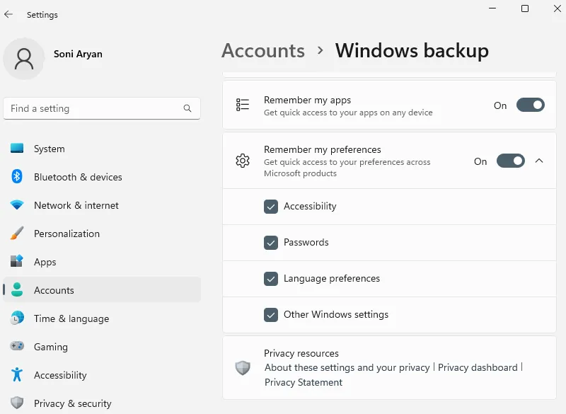 Copia de seguridad de Windows en la versión 23h2