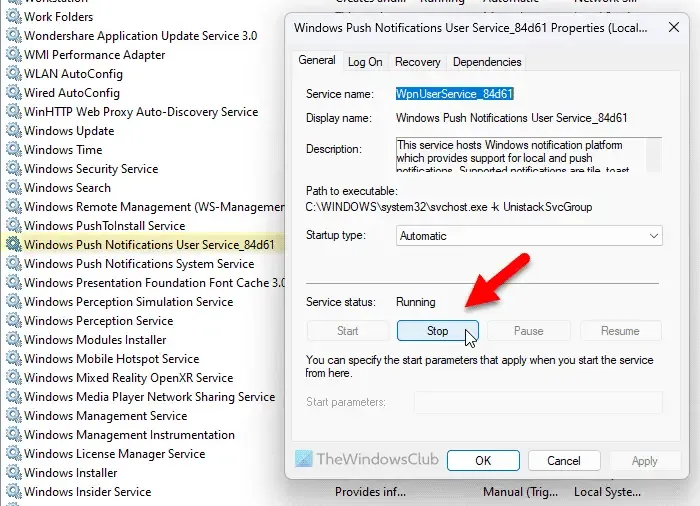 Windows Push Notificaties Gebruikersservice Hoog geheugengebruik