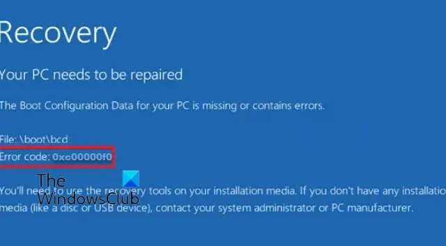 Fix 0xc00000f0 Windows 11 installatie- of upgradefout