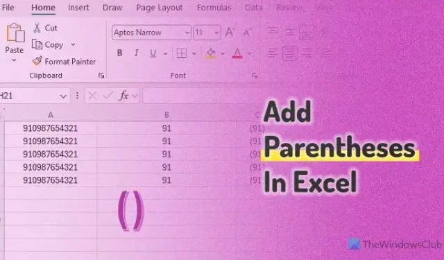Come aggiungere parentesi in Excel