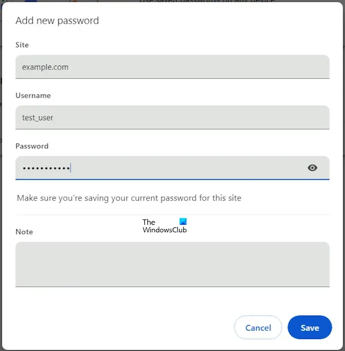 Aggiungi password a Gestore delle password di Google
