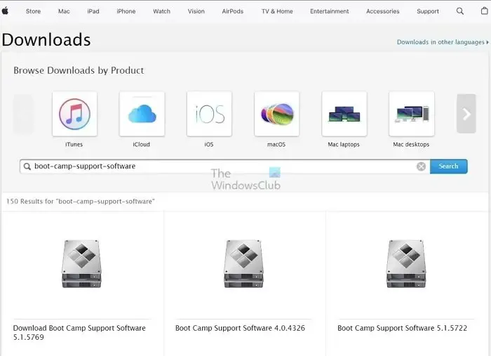 Apple Boot Camp-ondersteuningssoftware magische muis