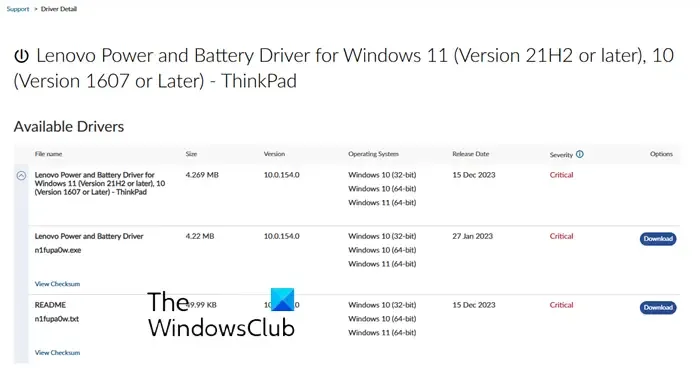 Batterietreiber für Windows