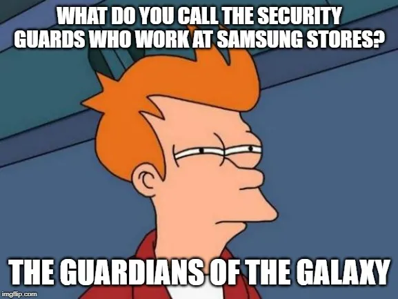 Meme que destaca el chiste de los empleados de la tienda Samsung.