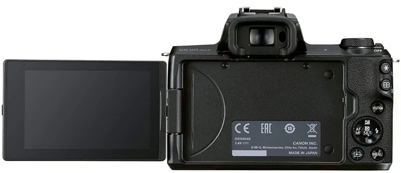 Achterkant van een van de beste camera's voor het vloggen van de Canon EOS