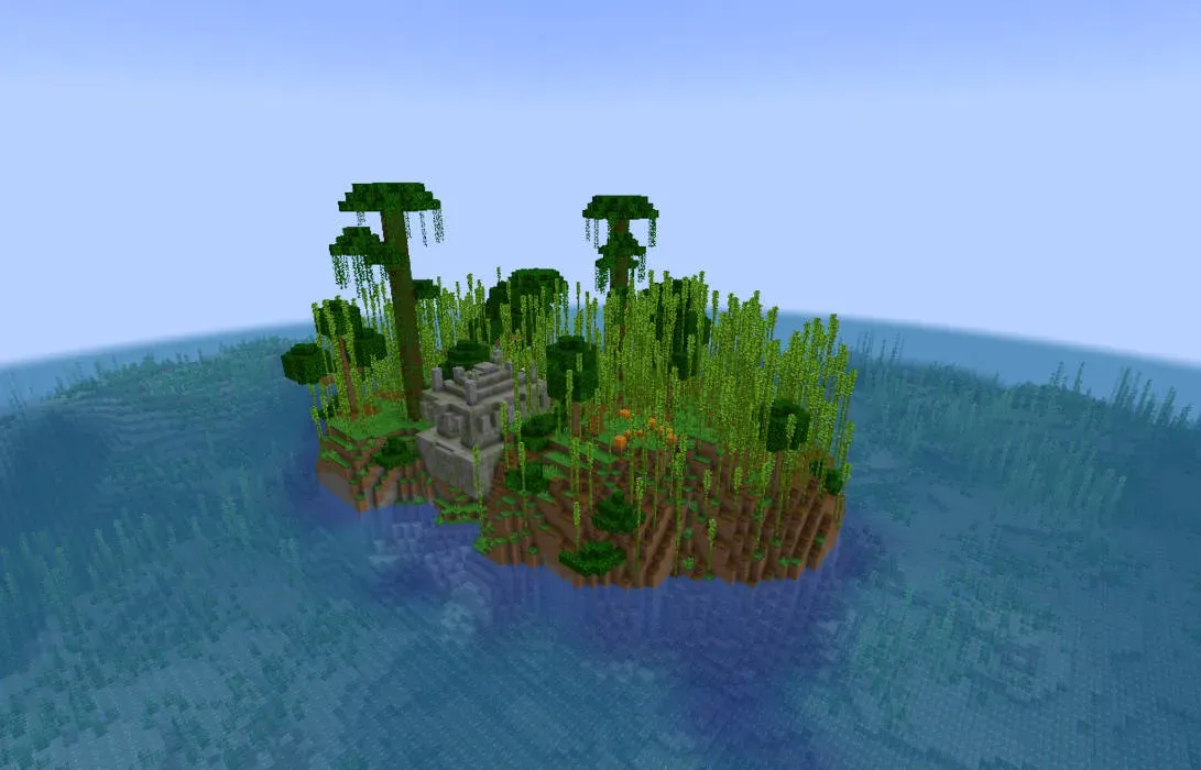 Klein Jungle-eiland met een Jungle-tempel.