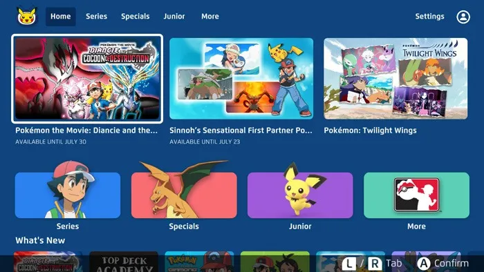 Applicazione Pokemon TV su Nintendo Switch