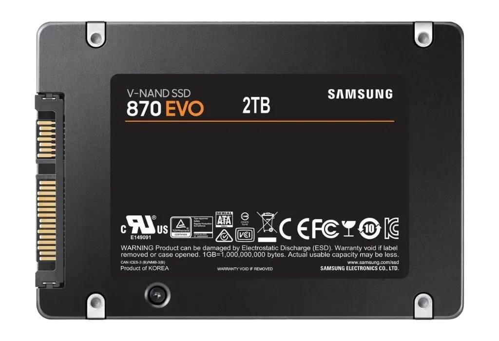 Samsung 870 EVO SATA SSD achterkant