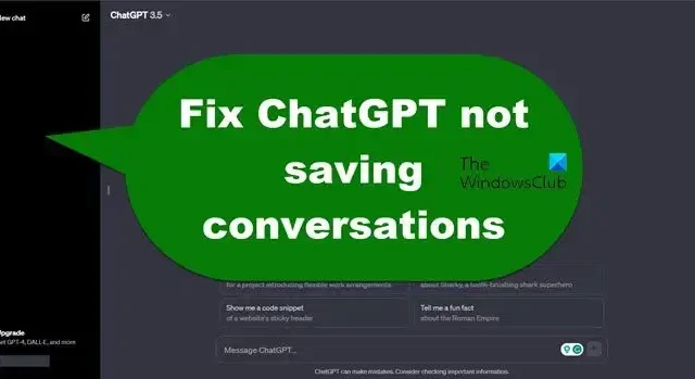 Fix ChatGPT slaat geen gesprekken op