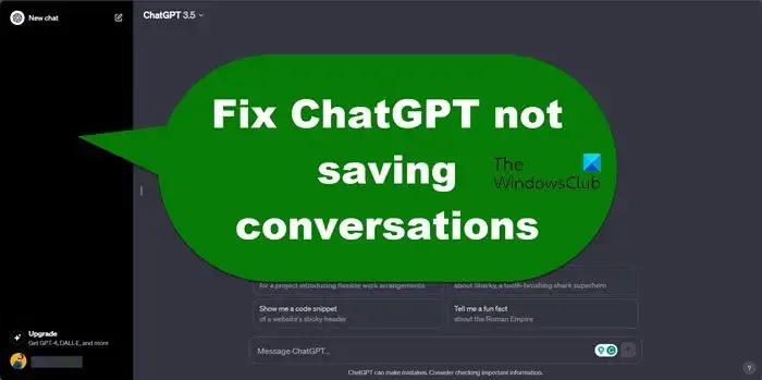 Behebung, dass ChatGPT Konversationen nicht speichert