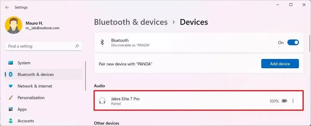 Confirmez que Bluetooth est couplé