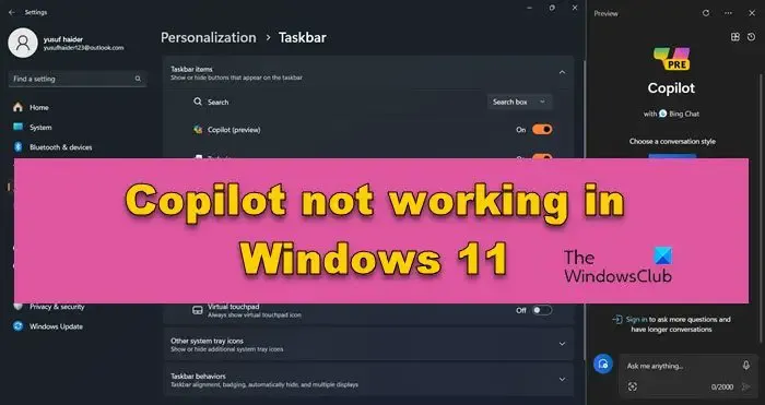 Copilot ne fonctionne pas sous Windows 11