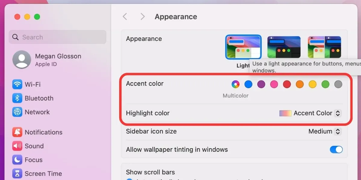 Personnaliser les couleurs d'accentuation du bureau Mac