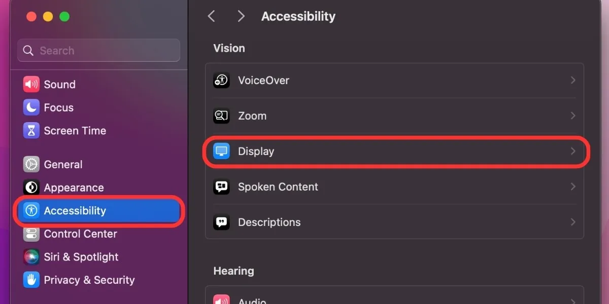 Pas de Mac Desktop Accessibility Display aan