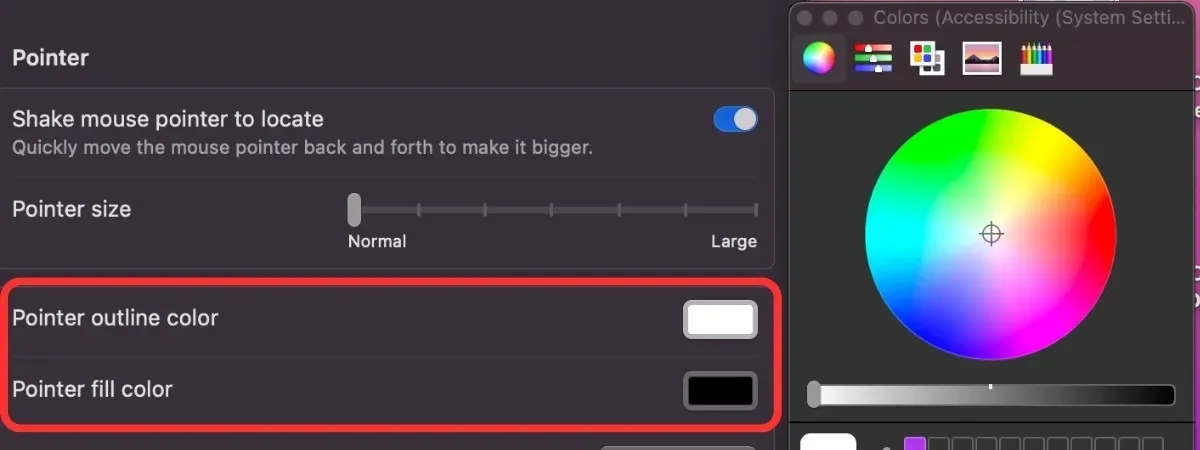 Personnaliser les couleurs du pointeur du bureau Mac