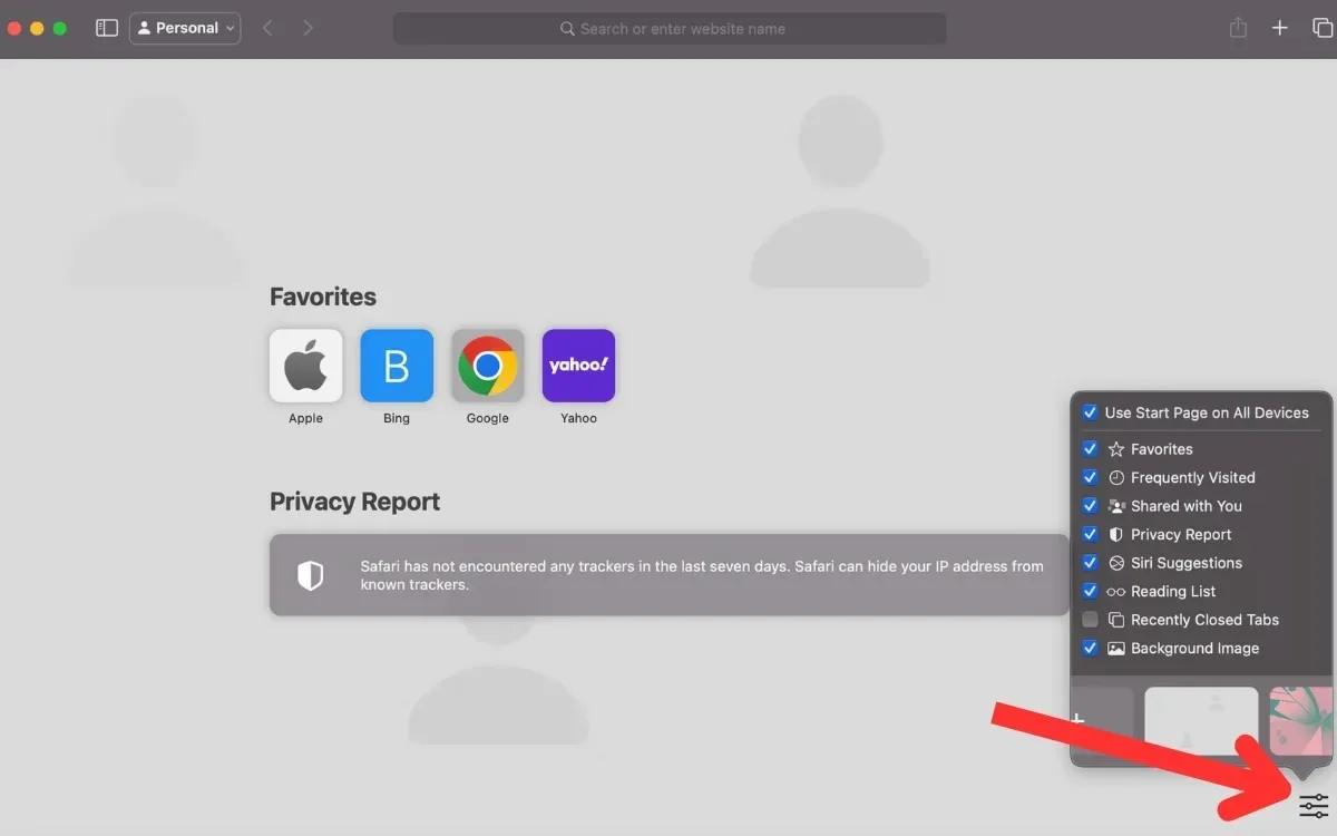 Personalize o Mac Desktop Safari