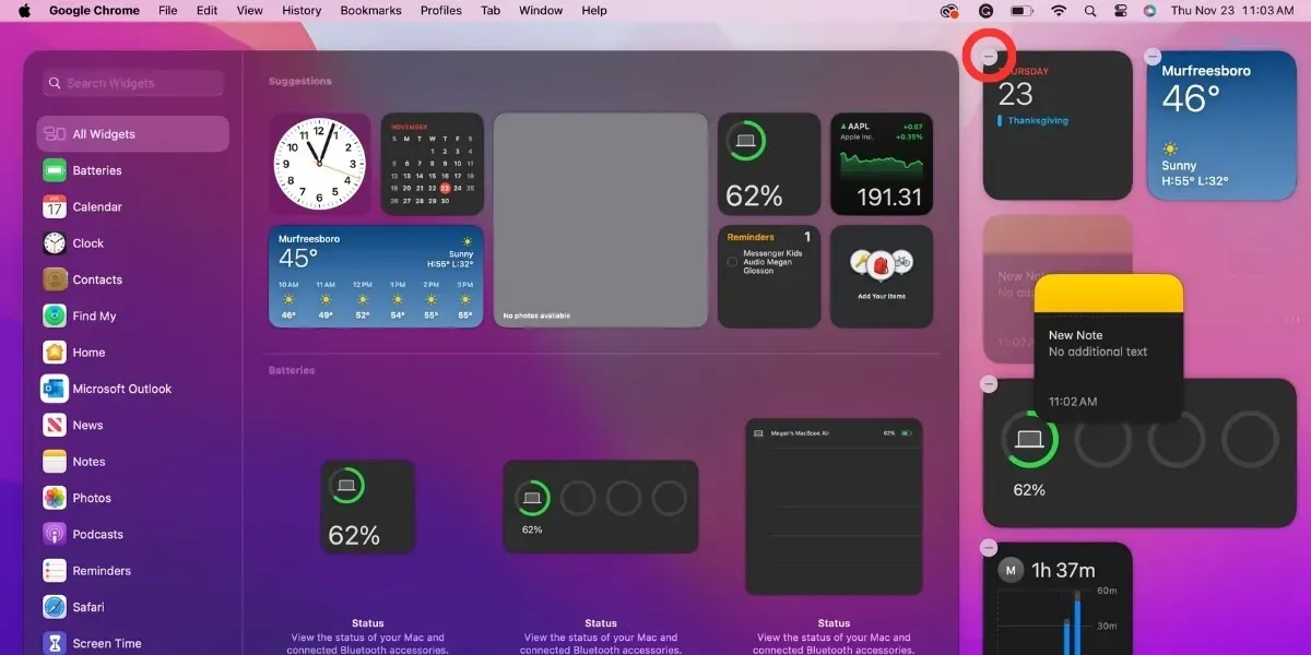 Personalizza le modifiche ai widget del desktop Mac