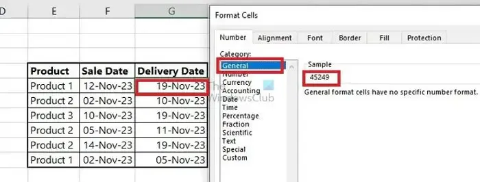 Número de fecha en Excel