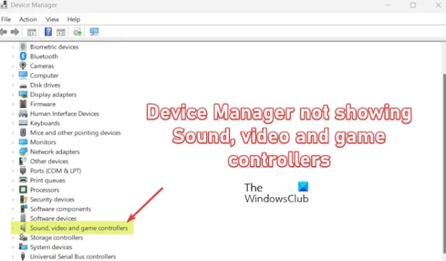 Der Geräte-Manager zeigt keine Sound-, Video- und Gamecontroller an