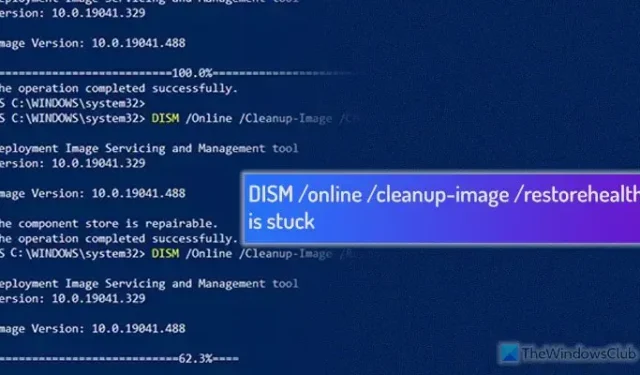 DISM /online /cleanup-image /restorehealth가 멈췄습니다.