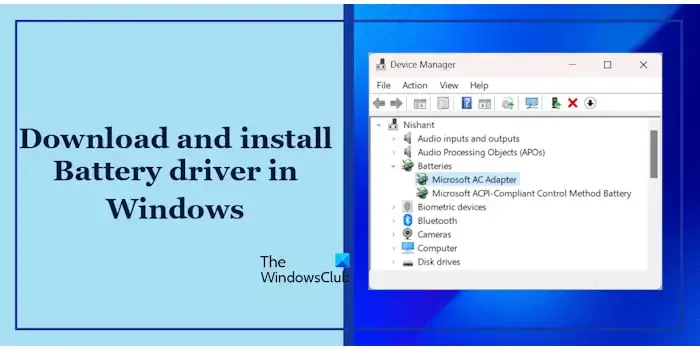 Download de installatie van het batterijstuurprogramma voor Windows