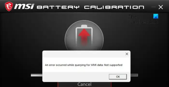 Errore di calibrazione della batteria di Dragon Center Si è verificato un errore durante la query per i dati WMI