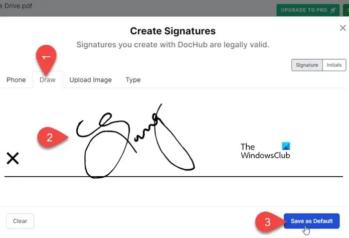 Assinatura de desenho no DocHub