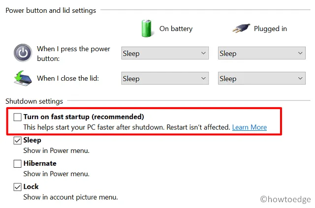 啟用或停用 Windows 10 啟動聲音 - 停用快速啟動