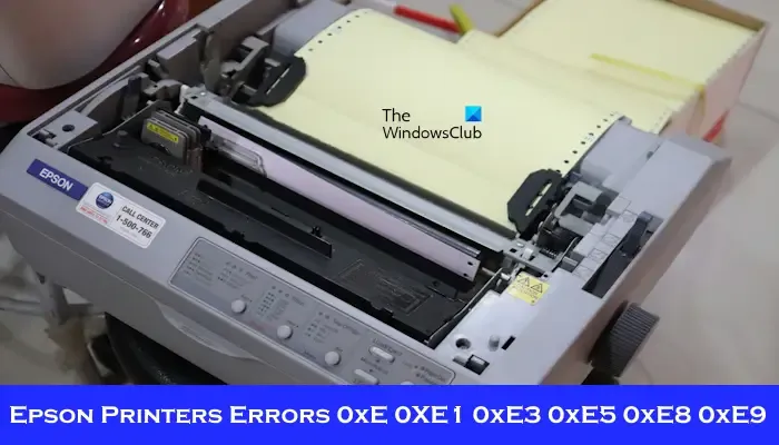 Errori delle stampanti Epson 0xE 0xE1 0xE3 0xE5 0xE8 0xE9