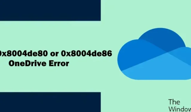 Beheben Sie den OneDrive-Fehler 0x8004de80 oder 0x8004de86
