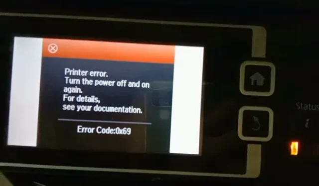 Corrigir código de erro da impressora Epson 0x69