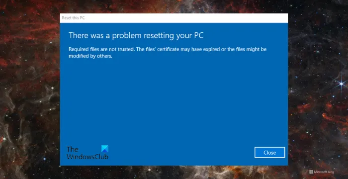 Los archivos requeridos no son confiables durante el reinicio de Windows [Reparar]