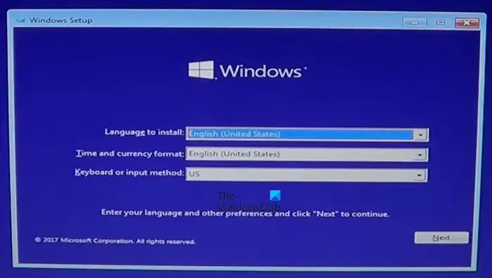 Nova instalação do Windows