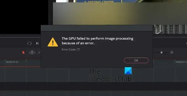 La GPU no pudo realizar el procesamiento de imágenes con código de error – DaVinci Resolve [Solución]