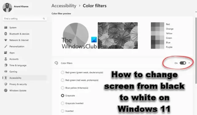 Come cambiare lo schermo da nero a bianco su Windows 11