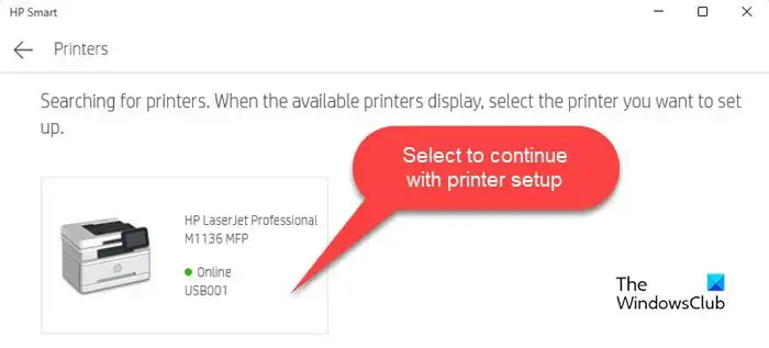 HP Smart - Identificação da impressora