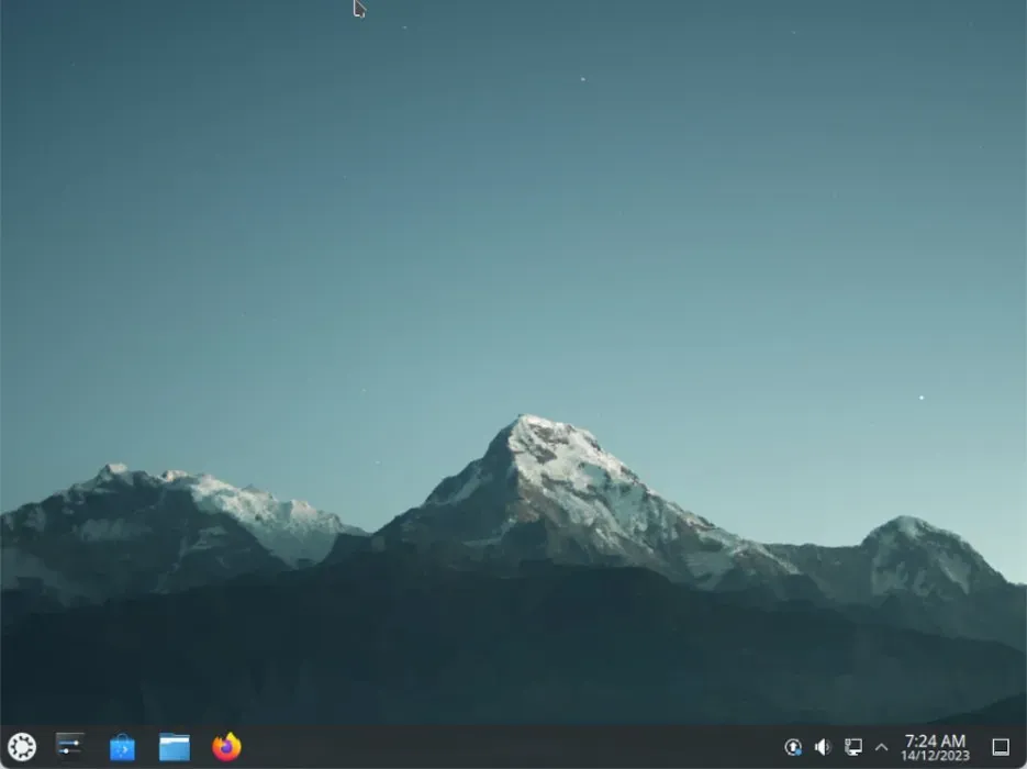 デフォルトの KDE Plasma デスクトップを示すスクリーンショット。