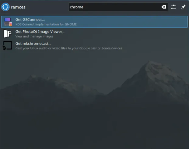 Una captura de pantalla que muestra la tienda de aplicaciones integrada en KDE Launcher.